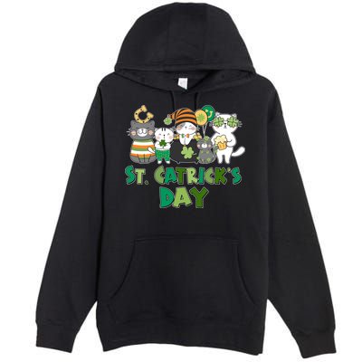 Funny St Catrick's Day St Patrick's Day Cats Premium Pullover Hoodie