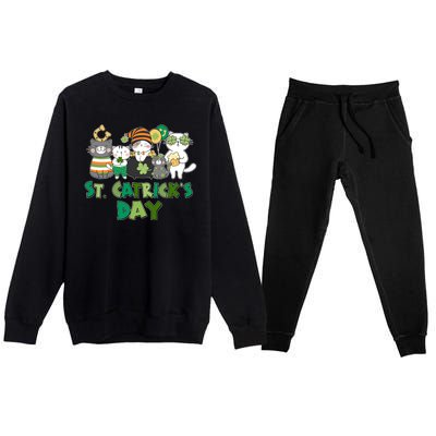 Funny St Catrick's Day St Patrick's Day Cats Premium Crewneck Sweatsuit Set