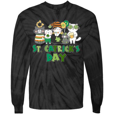 Funny St Catrick's Day St Patrick's Day Cats Tie-Dye Long Sleeve Shirt
