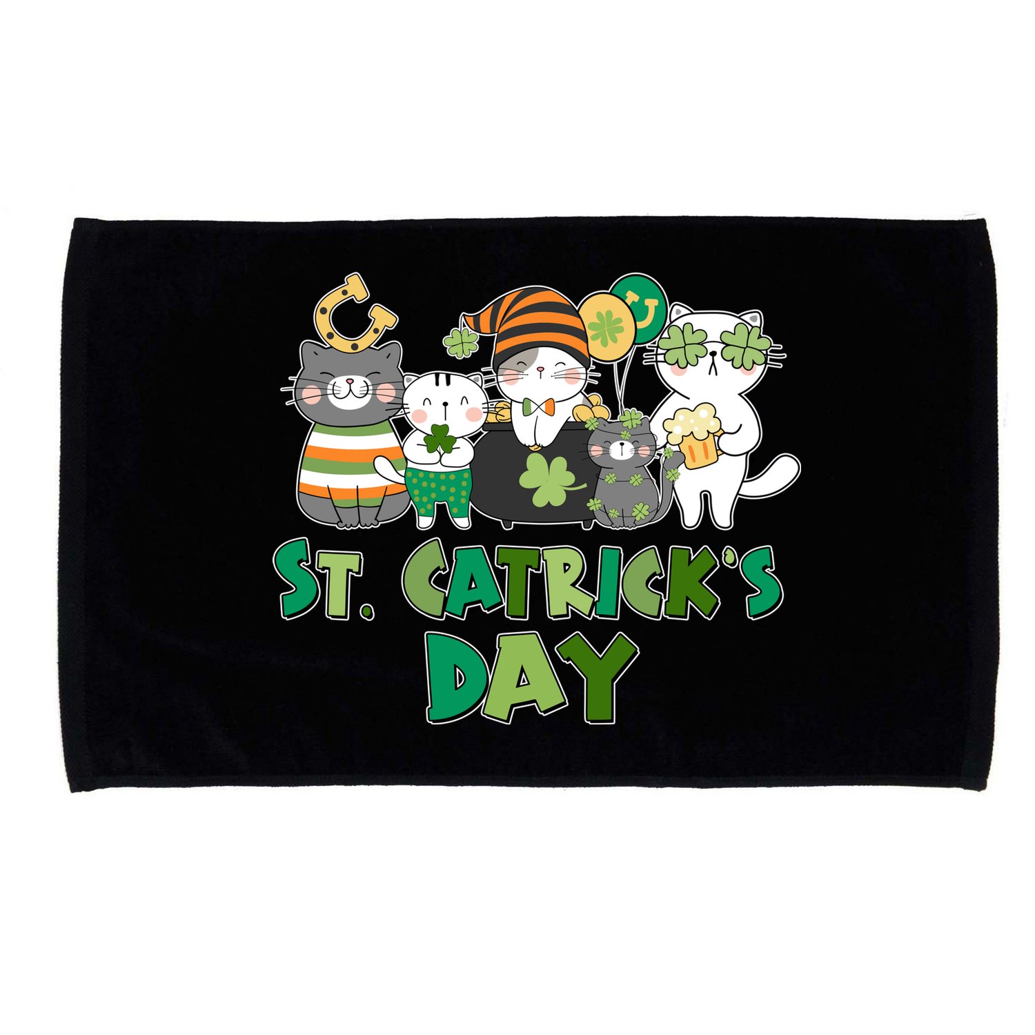 Funny St Catrick's Day St Patrick's Day Cats Microfiber Hand Towel