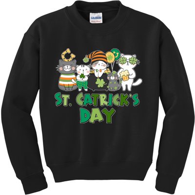 Funny St Catrick's Day St Patrick's Day Cats Kids Sweatshirt