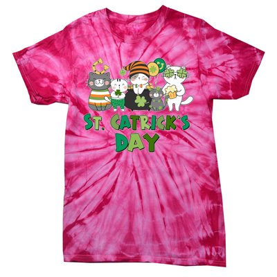 Funny St Catrick's Day St Patrick's Day Cats Tie-Dye T-Shirt