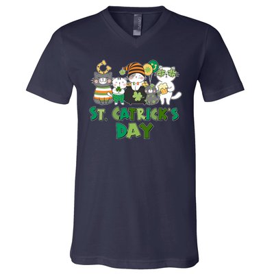 Funny St Catrick's Day St Patrick's Day Cats V-Neck T-Shirt