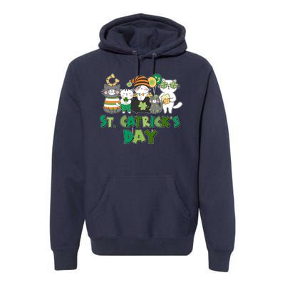 Funny St Catrick's Day St Patrick's Day Cats Premium Hoodie