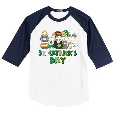 Funny St Catrick's Day St Patrick's Day Cats Baseball Sleeve Shirt