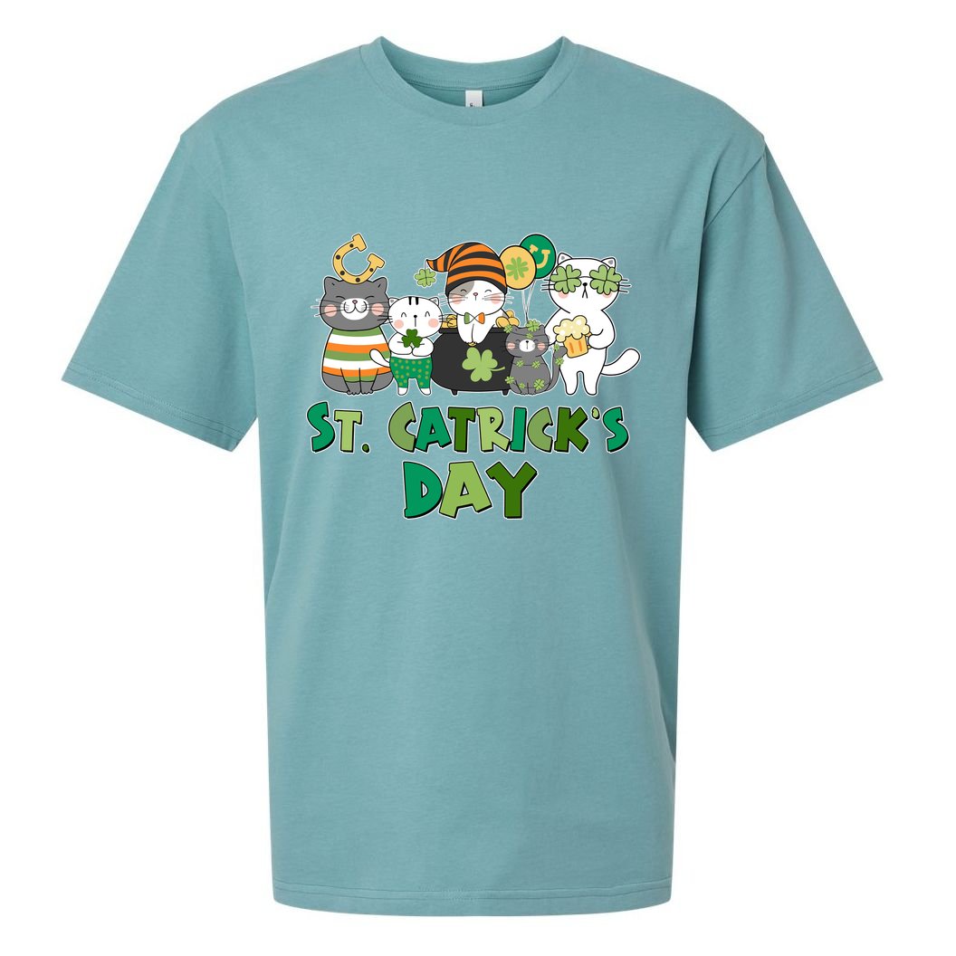 Funny St Catrick's Day St Patrick's Day Cats Sueded Cloud Jersey T-Shirt