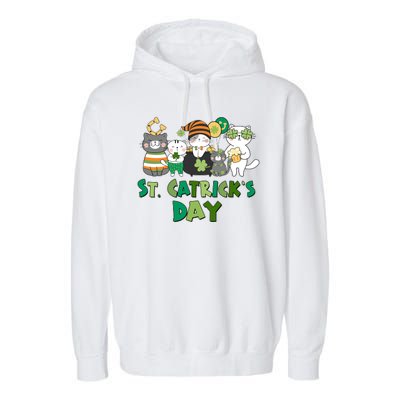 Funny St Catrick's Day St Patrick's Day Cats Garment-Dyed Fleece Hoodie