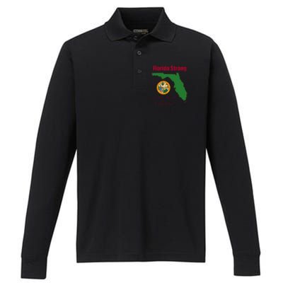 Florida Strong Come Hell Or High Water Performance Long Sleeve Polo