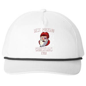 Funny Santa Claus Ice Hockey Best Pucking Christmas Gift Snapback Five-Panel Rope Hat