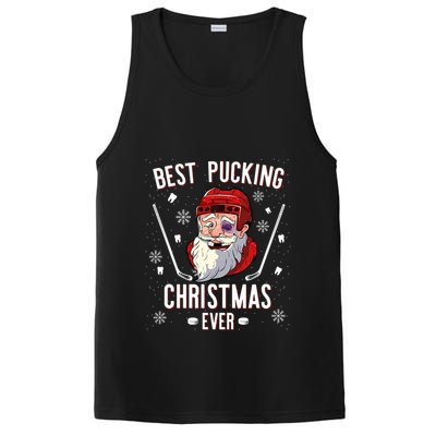 Funny Santa Claus Ice Hockey Best Pucking Christmas Gift PosiCharge Competitor Tank
