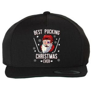 Funny Santa Claus Ice Hockey Best Pucking Christmas Gift Wool Snapback Cap