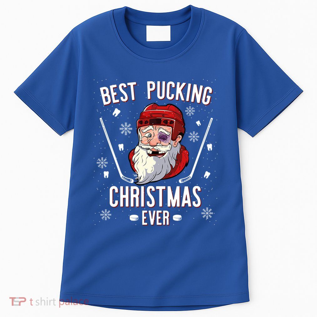 Funny Santa Claus Ice Hockey Best Pucking Christmas Gift Tall T-Shirt