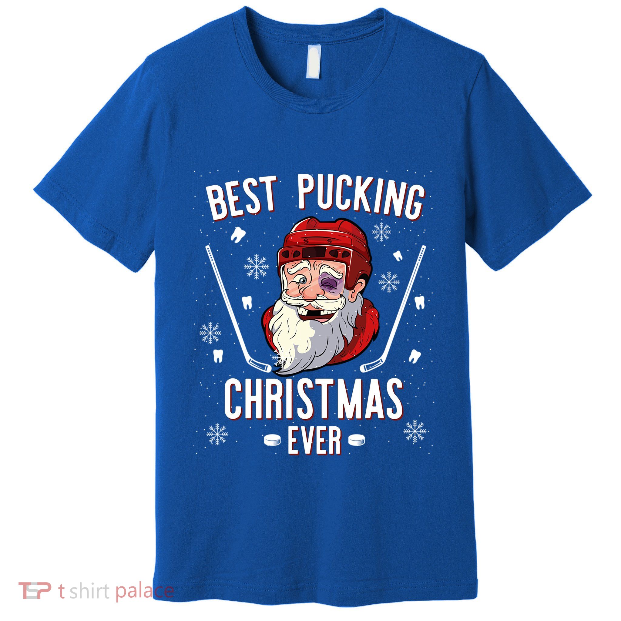 Funny Santa Claus Ice Hockey Best Pucking Christmas Gift Premium T-Shirt
