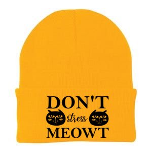 Funny Sayings Cat Gift Don't Stress Meowt Funny Sayings Gift Knit Cap Winter Beanie