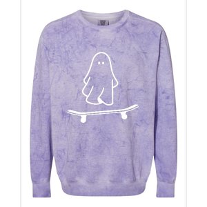 Funny Skateboarding Cute Ghost Skateboard Lazy Halloween Costume Gift Colorblast Crewneck Sweatshirt