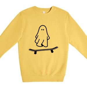 Funny Skateboarding Cute Ghost Skateboard Lazy Halloween Costume Gift Premium Crewneck Sweatshirt