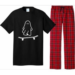 Funny Skateboarding Cute Ghost Skateboard Lazy Halloween Costume Gift Pajama Set