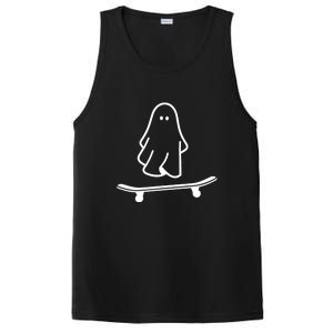 Funny Skateboarding Cute Ghost Skateboard Lazy Halloween Costume Gift PosiCharge Competitor Tank