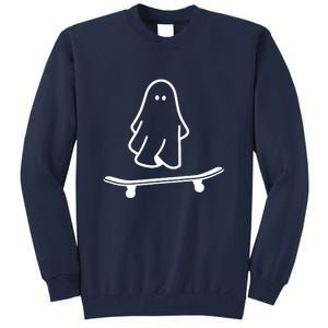 Funny Skateboarding Cute Ghost Skateboard Lazy Halloween Costume Gift Tall Sweatshirt