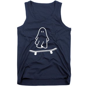 Funny Skateboarding Cute Ghost Skateboard Lazy Halloween Costume Gift Tank Top