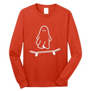 Funny Skateboarding Cute Ghost Skateboard Lazy Halloween Costume Gift Long Sleeve Shirt