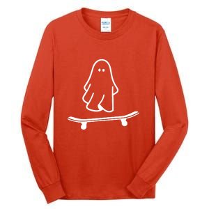 Funny Skateboarding Cute Ghost Skateboard Lazy Halloween Costume Gift Tall Long Sleeve T-Shirt