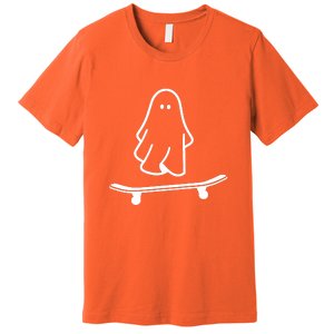 Funny Skateboarding Cute Ghost Skateboard Lazy Halloween Costume Gift Premium T-Shirt