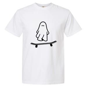 Funny Skateboarding Cute Ghost Skateboard Lazy Halloween Costume Gift Garment-Dyed Heavyweight T-Shirt