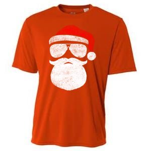 Funny Santa Claus Face Sunglasses With Hat Beard Christmas Cooling Performance Crew T-Shirt