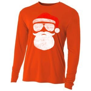 Funny Santa Claus Face Sunglasses With Hat Beard Christmas Cooling Performance Long Sleeve Crew