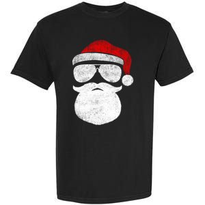 Funny Santa Claus Face Sunglasses With Hat Beard Christmas Garment-Dyed Heavyweight T-Shirt