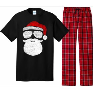 Funny Santa Claus Face Sunglasses With Hat Beard Christmas Pajama Set