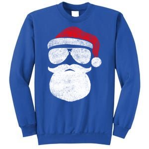 Funny Santa Claus Face Sunglasses With Hat Beard Christmas Sweatshirt