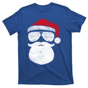 Funny Santa Claus Face Sunglasses With Hat Beard Christmas T-Shirt