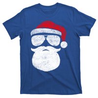 Funny Santa Claus Face Sunglasses With Hat Beard Christmas T-Shirt