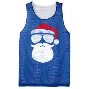 Funny Santa Claus Face Sunglasses With Hat Beard Christmas Mesh Reversible Basketball Jersey Tank