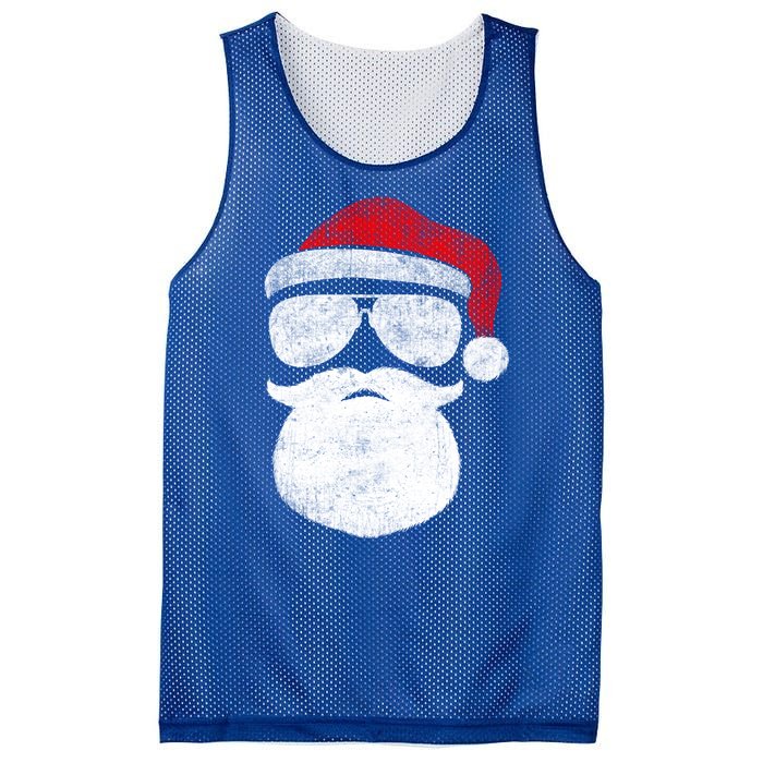 Funny Santa Claus Face Sunglasses With Hat Beard Christmas Mesh Reversible Basketball Jersey Tank