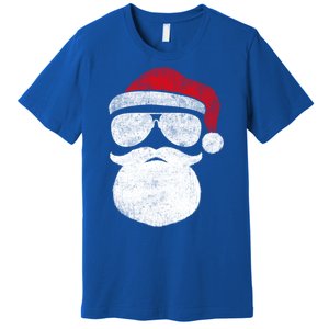 Funny Santa Claus Face Sunglasses With Hat Beard Christmas Premium T-Shirt