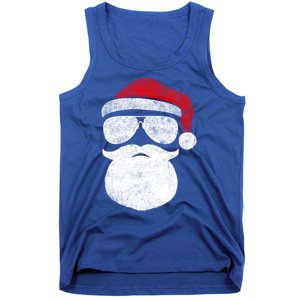 Funny Santa Claus Face Sunglasses With Hat Beard Christmas Tank Top