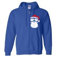 Funny Santa Claus Face Sunglasses With Hat Beard Christmas Full Zip Hoodie