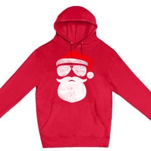 Funny Santa Claus Face Sunglasses With Hat Beard Christmas Premium Pullover Hoodie