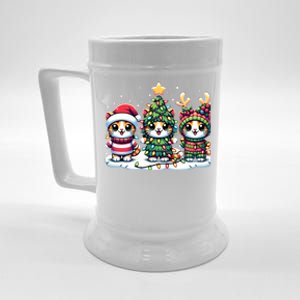 Festive Santa Cat Christmas Light Santa Reindeer Holiday Gift Beer Stein