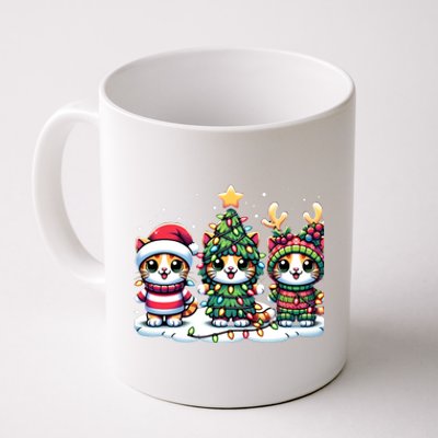 Festive Santa Cat Christmas Light Santa Reindeer Holiday Gift Coffee Mug