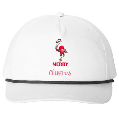 Flamingo Santa Claus Christmas Merry Flocking Christmas Pun Gift Snapback Five-Panel Rope Hat