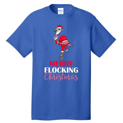 Flamingo Santa Claus Christmas Merry Flocking Christmas Pun Gift Tall T-Shirt