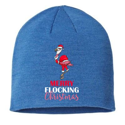 Flamingo Santa Claus Christmas Merry Flocking Christmas Pun Gift Sustainable Beanie