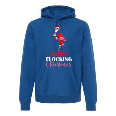 Flamingo Santa Claus Christmas Merry Flocking Christmas Pun Gift Premium Hoodie