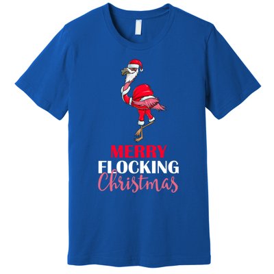 Flamingo Santa Claus Christmas Merry Flocking Christmas Pun Gift Premium T-Shirt