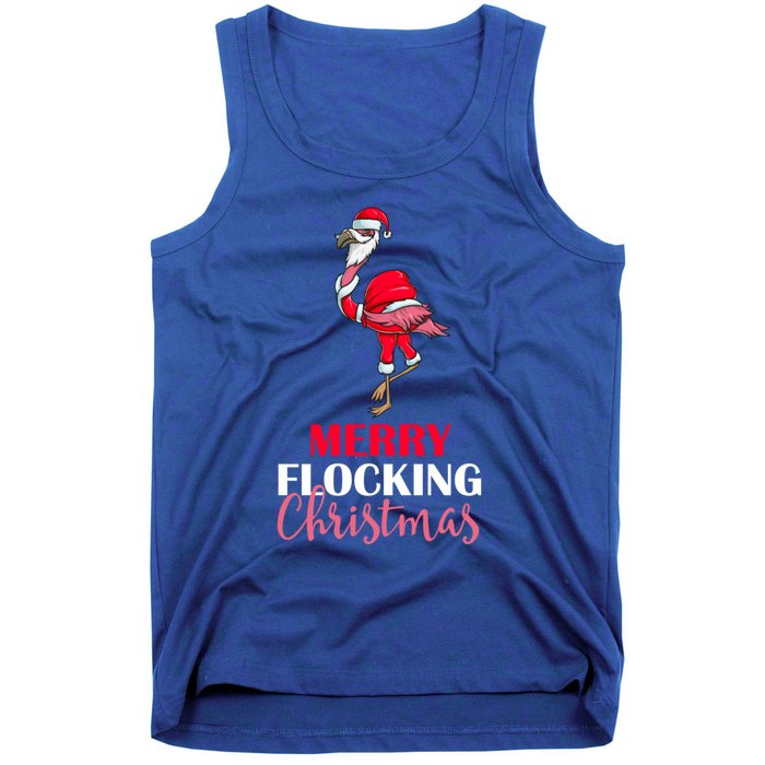 Flamingo Santa Claus Christmas Merry Flocking Christmas Pun Gift Tank Top