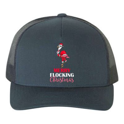 Flamingo Santa Claus Christmas Merry Flocking Christmas Pun Gift Yupoong Adult 5-Panel Trucker Hat